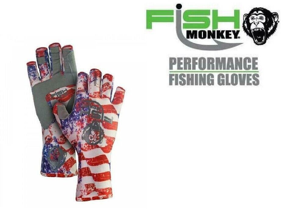 Fish Monkey FM11-AMER-XL Half Finger Guide Mens Americana X-Large Fishing  Gloves