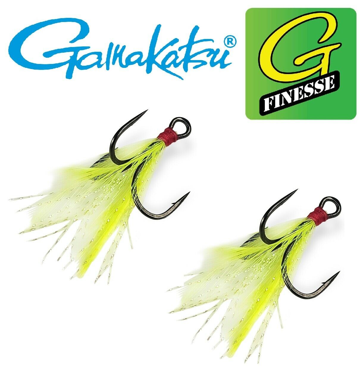 Gamakatsu G Finesse Feathered Treble Chartreuse MH 2-Pack (Select
