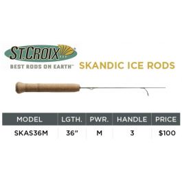 St. Croix Skandic Ice Fishing Spinning Rod 36 inch Medium Heavy