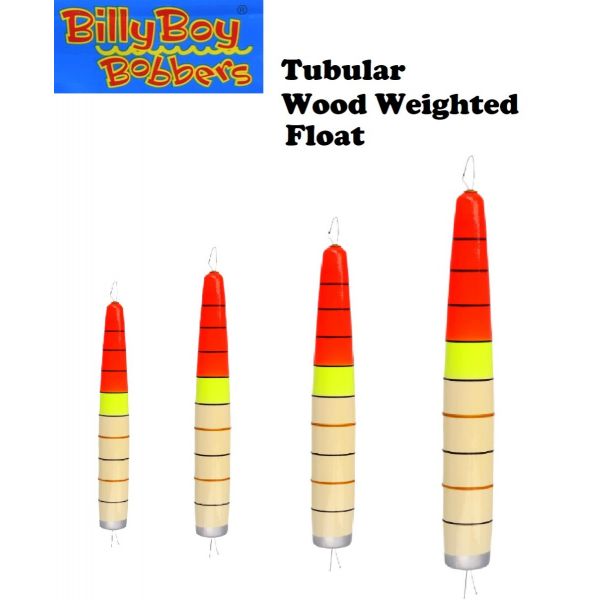 Billy Boy Bobbers Tubular Wood Weighted Float (SELECT SIZE) #W5 -  Fishingurus Angler's International Resources