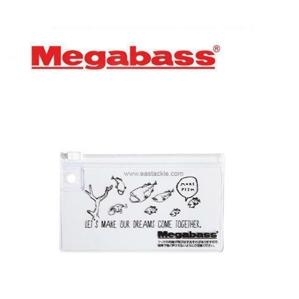 Megabass Clear/Black More Fish Plastic Zip Lure Case 3in x 6in