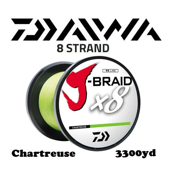 Daiwa J-Braid X8 Braided Line Chartreuse 3300yd (Select Test) JB8U-3000CH -  Fishingurus Angler's International Resources