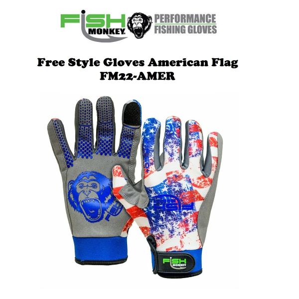 Fish Monkey Free Style Custom Fit Glove American Flag (Select Size)  FM22-AMER - Fishingurus Angler's International Resources
