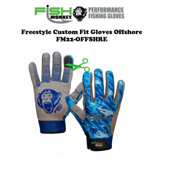 Fish Monkey Free Style Custom Fit Gloves Offshore (Select Size)  FM22-OFFSHRE - Fishingurus Angler's International Resources