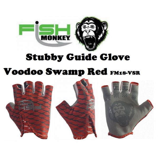Fish Monkey Stubby Guide Gloves Voodoo Swamp Red (Select Size) FM18-VSR