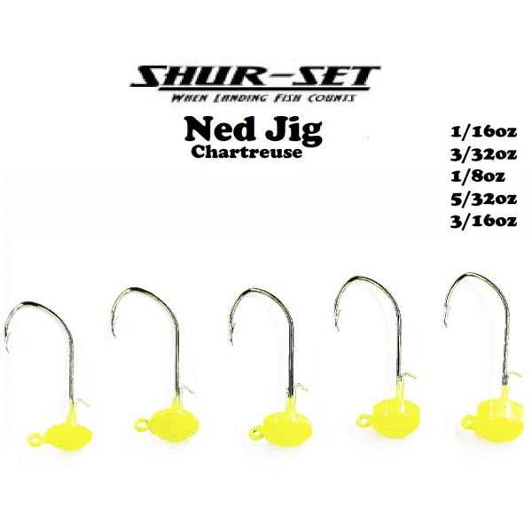 Shur-Set Ned Jigs Chartreuse (Select Color) NED-03 - Fishingurus Angler's  International Resources