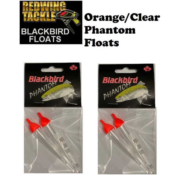 Blackbird Phantom Floats Clear / Orange 2pk W / Tubing (Select Size) -  Fishingurus Angler's International Resources
