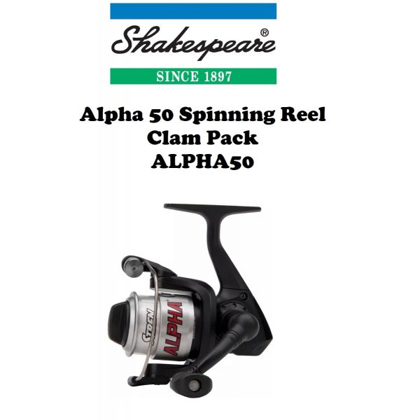 Shakespeare Alpha Spinning Reel 50 Size (Clam Pack) ALPHA50 - Fishingurus  Angler's International Resources