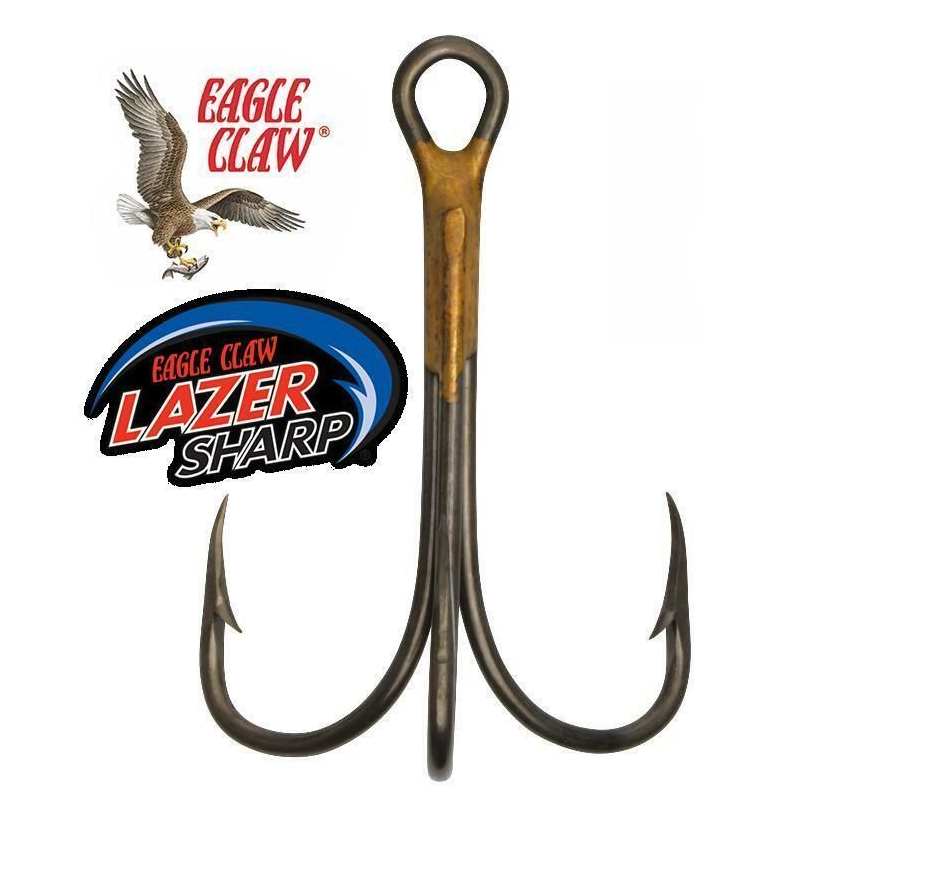 Eagle Claw Lazer Sharp 3X Treble Catfish Fishing Hooks Size 4 20c