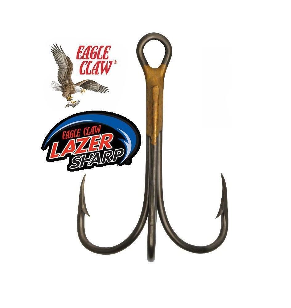 Eagle Claw 2x Treble Lure Replacement Hooks! Bronze; Size: 6; 5