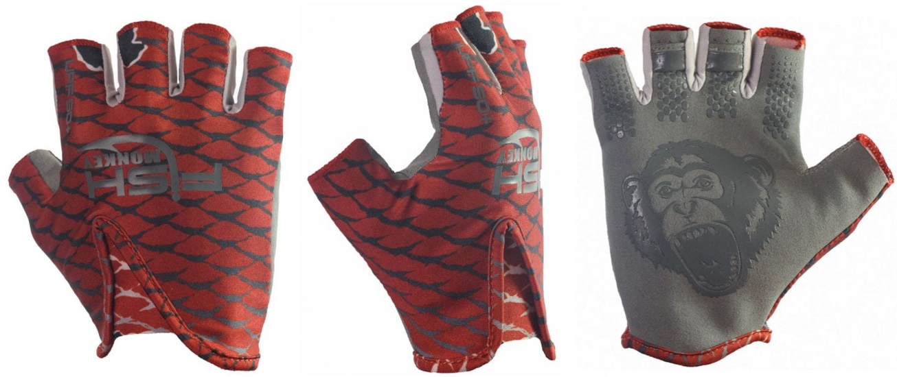 Fish Monkey Stubby Guide Gloves Voodoo Swamp Red (Select Size) FM18-VSR