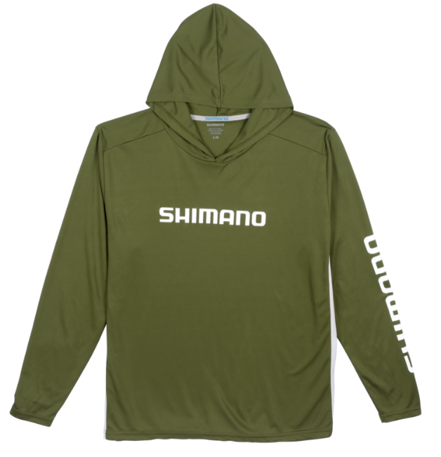 Shimano Hooded Long Sleeve Tech Tee Hunter Green (Select Size)  ATEEVAPLSHGRN
